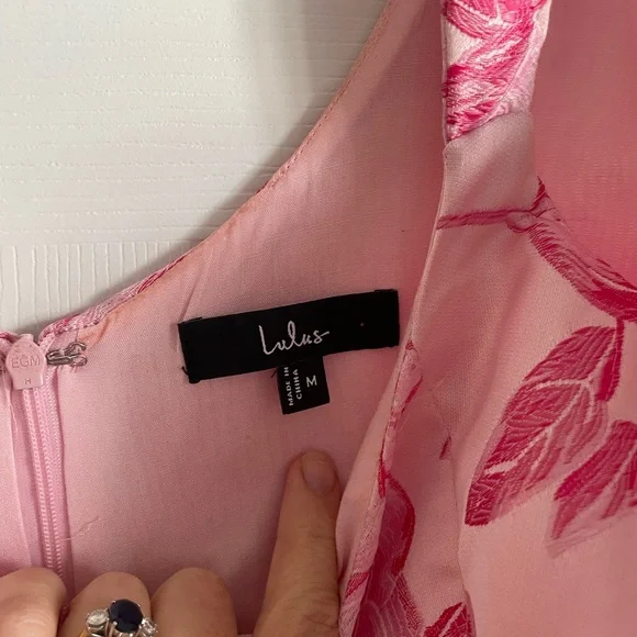 Brighter Side Pink Floral Satin Jacquard Mini Dress - Picture 8 of 8